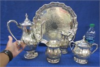 nice wilcox silver plated coffee set on tray