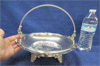 nice antique cake basket on legs - silver plated