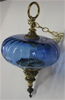 BLUE GLASS SWAG LAMP