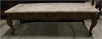 MARBLE TOP COFFEE TABLE WITH CARVED