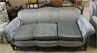 UPHOLSTERED PARLOR SOFA WITH CARVED