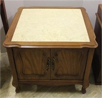 VINTAGE END TABLE WITH CABINET &