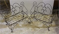 PAIR OF WROUGHT IRON SMALL BENCHES