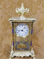 HEAVY FRENCH STYLE CLOCK W CHAMPLEVE ENDS