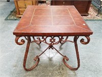 HEAVY IRON SQUARE END TABLE VERY NICE