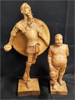 2PC CARVED WOOD SCULPTURE DON QUIXOTE & SANCHO