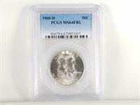 1960-D PCGS MS64FBL GRADED FRANKLIN SILVER HALF