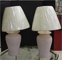 PAIR OF SHABBY TABLE LAMPS WITH SHADES