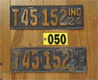 IN 1924 original pair, truck plates