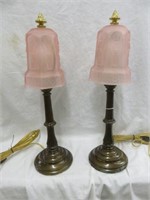 PAIR OF DECO STYLE BEDROOM LAMPS 17"T