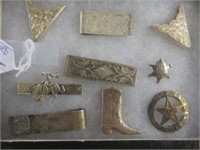 SELECTION OF STERLING SILVER MONEY CLIPS, COLLAR