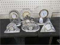 (7) CRYSTAL CLOCKS-(6) ARE WATERFORD