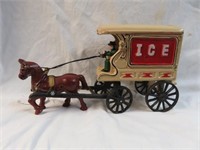 PAINTED CAST IRON 'ICE" HORSE AND CARRIAGE