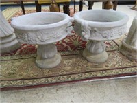 PAIR OF ORNATE CONCRETE PLANTERS WITH CHERUBS