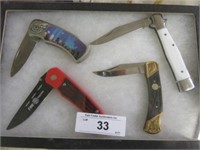 4 PC COLLECTOR POCKET KNIVES (DISPLAY NOT FOR