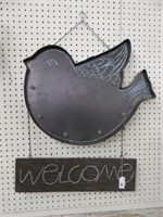 LIGHTED METAL BIRD WELCOME SIGN 28.5"T X 23.5"W