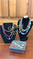Selection of turquoise and Gemstone necklaces,