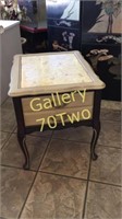 Small French provincial side table with marble