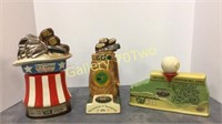 Selection of vintage golf themed decanters –