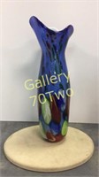 Large Murano Ruffled edged art glass vase