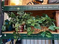 Two decorative wicker Planters with Ivy