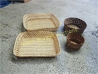 Assorted wicker baskets and trays