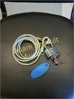 Plastic coated cable with padlock and key