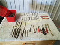 Assorted drill bits, wrenches, driver bits