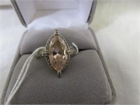 STERLING SILVER PINK STONE RING SZ 6