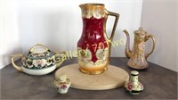Gilded hand painted Moriage and Nippon serving