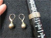 sterling silver earrings & ring sz 7