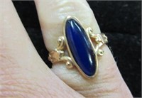 gold filled blue stone ring - sz 3
