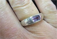 sterling silver purple stone ring - sz 6