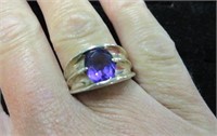 sterling silver purple stone ring - sz 6
