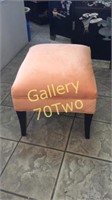 Small peach velvet tufted footstool