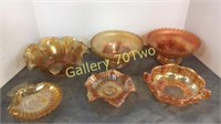 Large selection of marigold carnival glass