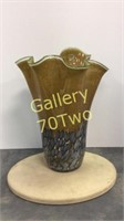 Large Murano Ruffled edged art glass vase