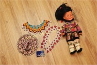 GREENLAND INUIT VINTAGE BEADED ITEMS AND DOLL