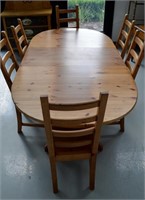 Pine Dining Table & 6 Ladder Back Chairs
