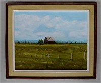 Original Oil On Board - House On The Prarie