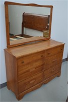 6 Drawer Maple Longboy With Mirror 48"l x 62"t