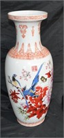 Large Hand Painted Bird Oriental Vase 23"t