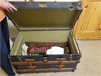 Restored Antique Trunk, Leather Strap Closure
