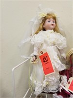 Antique Doll in Yellow Dress (on stand)