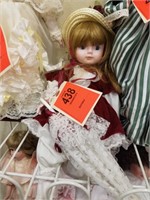 Antique Doll in Red Velvet Dress w/Umbrella