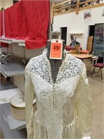 Vintage Satin Wedding Dress w/Veil