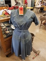 Vintage Handmade Blue Satin Dress