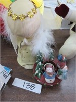 SNOWMAN CANDLE HOLDER AND PRAYING ANGEL DECOR