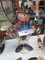 METAL AND GLASS SNOWMAN 14" TALL