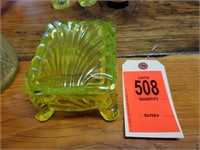 Vaseline Glass Footed Candy Dish